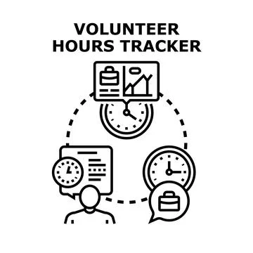 Volunteer hours tracking system illustrating report management Stock Illustration