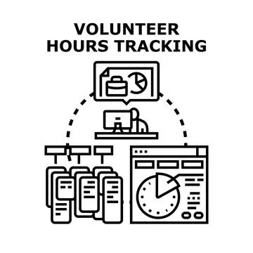 Volunteer hours tracking system managing charity work Stock Illustration