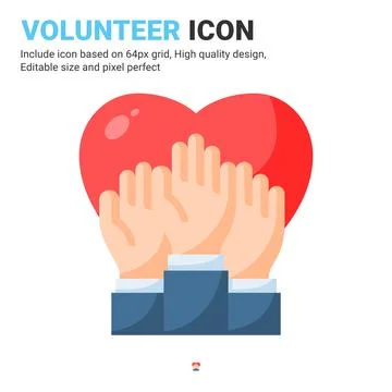 Volunteer icon vector with flat color style isolated on white background Illustrazione stock