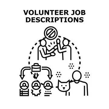Volunteer job descriptions explaining charitable work opportunities Stock Illustration