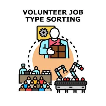 Volunteer job type sorting and process automation Illustrazione stock