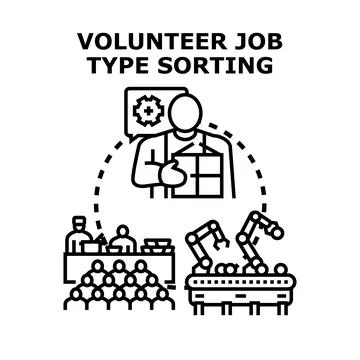 Volunteer job type sorting and process automation Stock Illustration