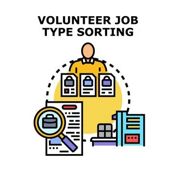 Volunteer job type sorting application process Stock Illustration