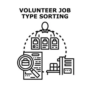 Volunteer job type sorting application process Stock Illustration