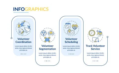 Volunteer management rectangle infographic vector Illustrazione stock