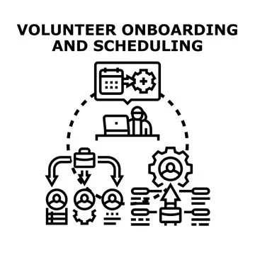 Volunteer onboarding and scheduling process management system Illustration