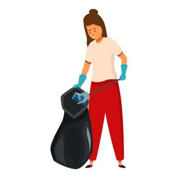Volunteer picking up can into garbage bag with trash picker Stock Illustration