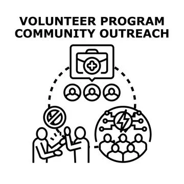 Volunteer program developing community outreach and aid 库存插图