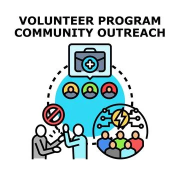Volunteer program developing community outreach and aid Ilustração Stock