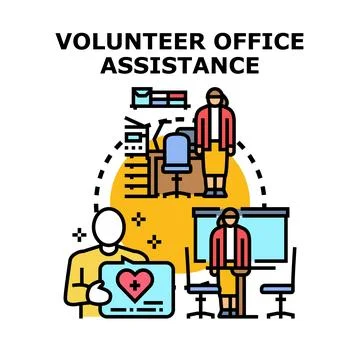 Volunteer providing office assistance and support services Illustrazione stock