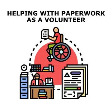 Volunteer providing support with office work and documents イラスト素材