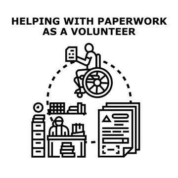 Volunteer providing support with office work and documents Stock Illustration