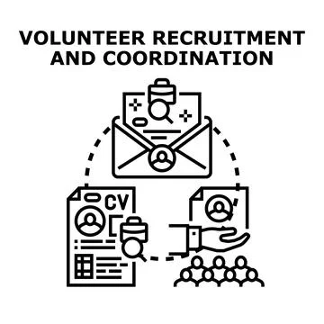 Volunteer recruitment and coordination process planning 库存插图