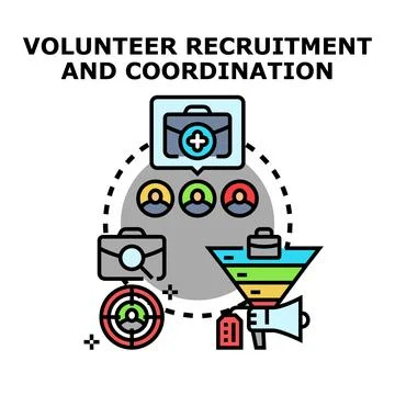 Volunteer recruitment coordination process and planning Stock Illustration