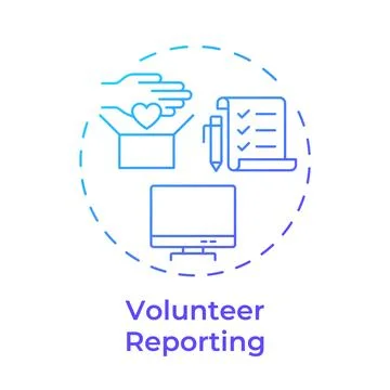 Volunteer reporting blue gradient concept icon Illustrazione stock