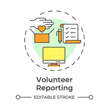 Volunteer reporting multi color concept icon Stock Illustration
