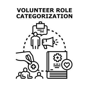 Volunteer role categorization and management concept Stock Illustration