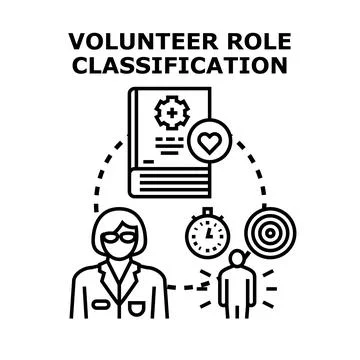 Volunteer role classification assigning tasks and goals Stock Illustration
