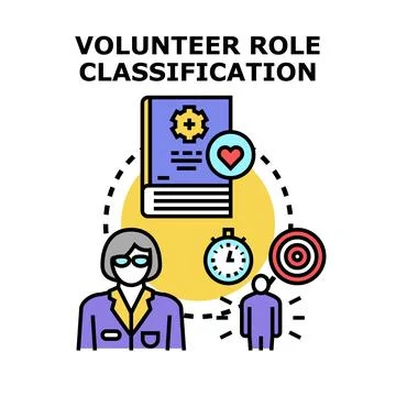 Volunteer role classification assigning tasks and goals Stock Illustration