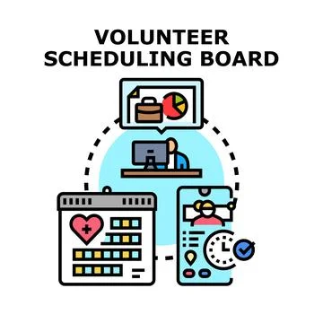 Volunteer scheduling board concept vector illustration 스톡 일러스트
