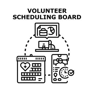 Volunteer scheduling board concept vector illustration Stock Illustration
