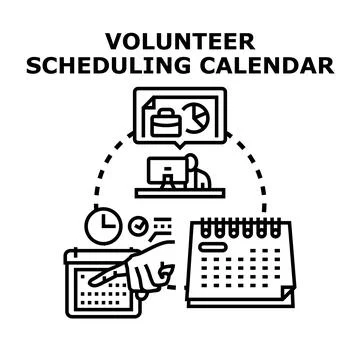 Volunteer scheduling calendar managing tasks and events Illustrazione stock