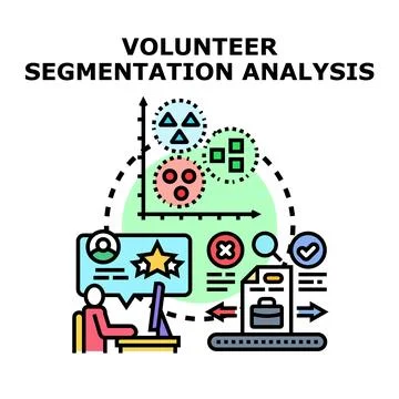 Volunteer segmentation analysis managing feedback and data Illustrazione stock