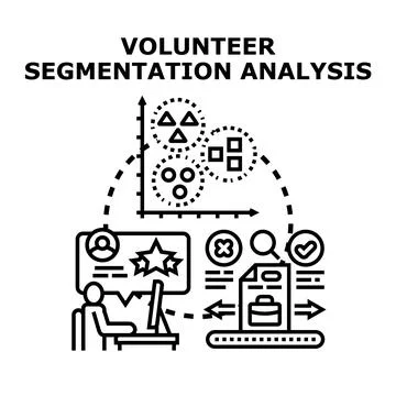 Volunteer segmentation analysis managing feedback and data Stock Illustration