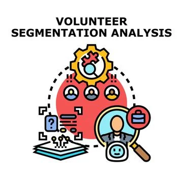 Volunteer segmentation analysis managing people and data Stock Illustration