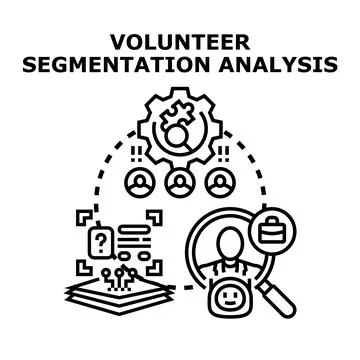 Volunteer segmentation analysis managing people and data Stock Illustration