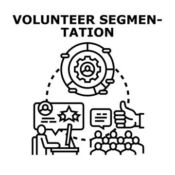 Volunteer segmentation managing and allocating tasks concept Stock Illustration