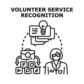 Volunteer service recognition program promoting social media Ilustração Stock