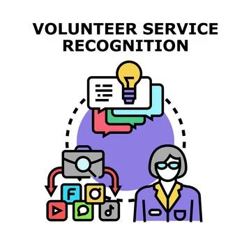 Volunteer service recognition program promoting social media Stock-Illustration