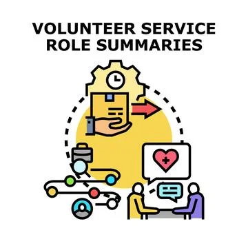 Volunteer service role summarizing concept delivering help Stock Illustration