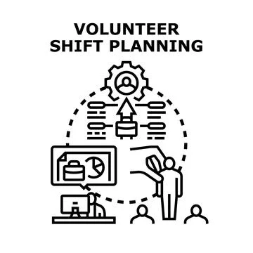 Volunteer shift planning organizing workforce management process 스톡 일러스트