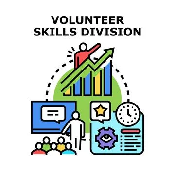 Volunteer skills division concept developing professional abilities Illustrazione stock
