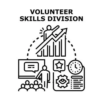 Volunteer skills division concept developing professional abilities Stock Illustration