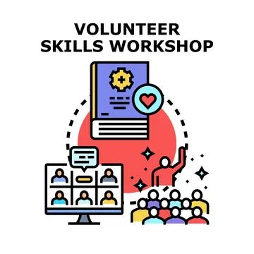 Volunteer skills workshop for community learning and development Stock Illustration