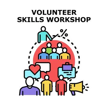 Volunteer skills workshop developing community outreach Illustrazione stock