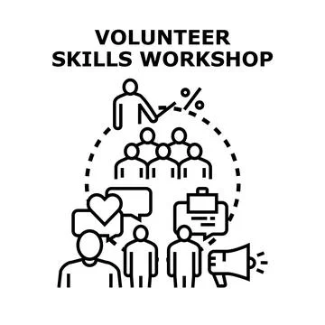 Volunteer skills workshop developing community outreach Stock Illustration