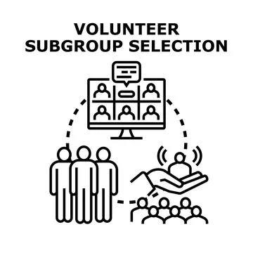 Volunteer subgroup selection process working online and offline Ilustración de archivo
