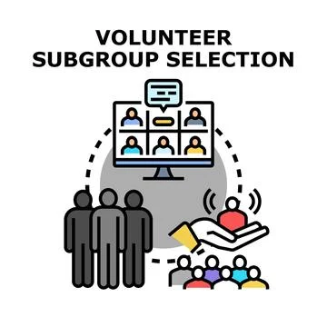 Volunteer subgroup selection process working online and offline Ilustración de archivo