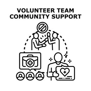 Volunteer team community support concept illustration Stock Illustration