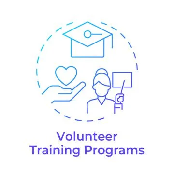 Volunteer training programs blue gradient concept icon Stock Illustration