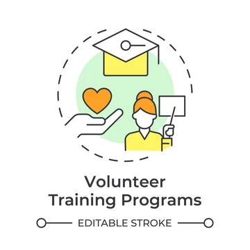 Volunteer training programs multi color concept icon Stock Illustration