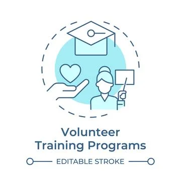 Volunteer training programs soft blue concept icon Stock Illustration