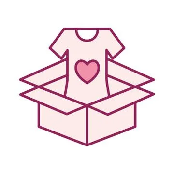 Volunteer tshirt inside box line and fill style icon vector design Illustrazione stock
