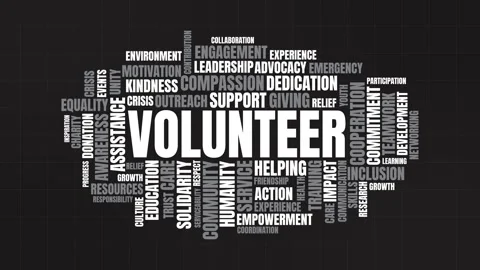 Volunteer Word Cloud Concept Animation with Charity and Social Support Keywor Stock-Footage 341664922