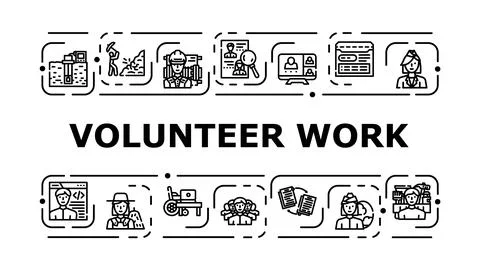 Volunteer work banner icon vector illustration Illustrazione stock