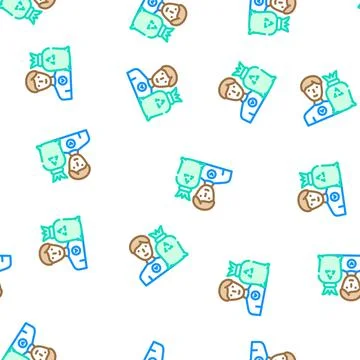 Volunteer worker vector seamless pattern Illustrazione stock